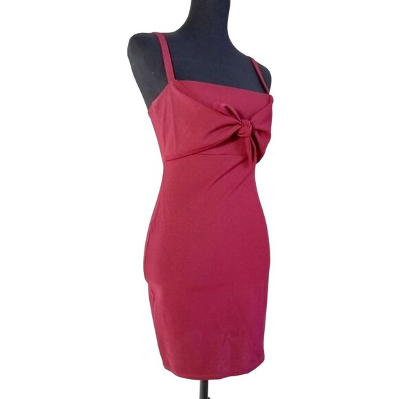 Blue Blush Tie Front Mini Dress Maroon sz M Cocktail Party Graduation Night Out - Picture 4 of 12